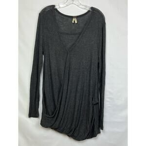 We the Free Womens Large Gray Lightweight V Neck Pullover Sweater